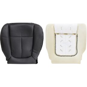 Priprilod Perforated Leather Black Driver Side Bottom Replacement Seat Cover & Driver Foam Cushion Compatible with Ford F150 Lariat 2009 2010 2011 2012 2013 2014