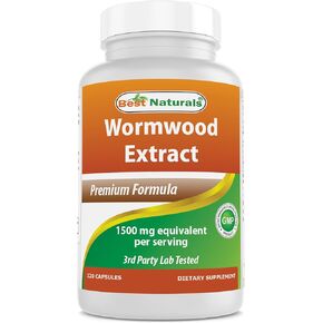 Best Naturals Wormwood Extract 1500 mg Equaivalent Per Serving-120 Capsules. Gluten Free, Non-GMO