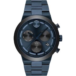 Movado Bold Fusion Men's Watch - Swiss Quartz Chronograph Movement, Stainless Steel Link Bracelet - 5 ATM Water Resistance - Luxury Fashion Timepiece for Him - 44mm