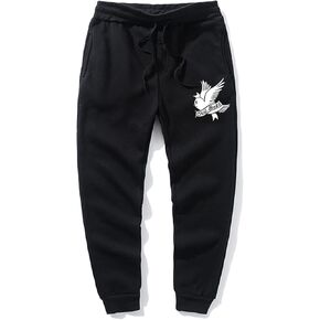 Lil.Peep Men's Women's Pants Multi-Pocket Hip Hop Pants Men's Pants Men's Jogging Clothes Bird Print Pants Sweatpants-Black-L