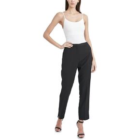 BCBGMAXAZRIA Women's Fitted Button Front Tummy Control Cropped Trouser with Pockets