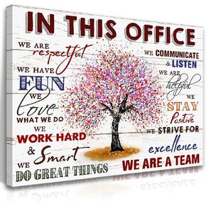 HDXUFJQ Inspirational Wall Art for Office In This Office Canvas Wall Art Team Rules Motivation Positive Quotes Wall Decor Teamwork Wall Art Painting Prints for Home Office Ready to hang(16"x24")