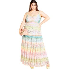CITY CHIC Plus Size Dress, Augustine Print Tier Maxi Dress