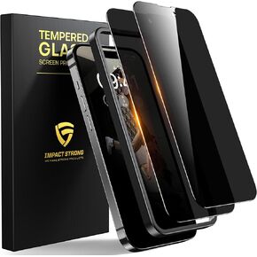ImpactStrong Privacy Glass Screen Protector for iPhone 12 Pro Max [6.7 Inch] Anti-Scratch Tempered Glass Screen Protectors with [Easy Install Kit] [9H Hardness], Case Friendly - 2 Pack