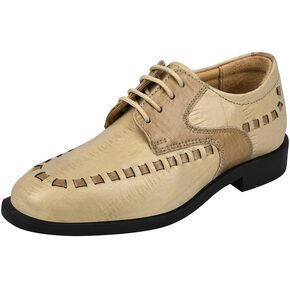 Formal Shoes for Boys Genuine Leather Kids Dress Shoes Lace Up Oxford Shoes Animal Print Shoes for Wedding & Party
