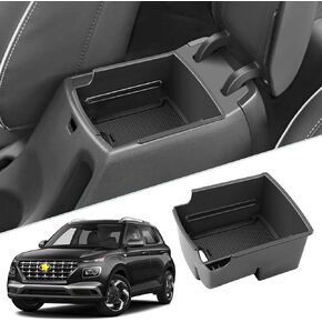 SKTU for 2020 2021 2022 2023 2024 Hyundai Venue Center Console Organizer Hyundai Venue 2022 2023 2024 Accessories Container Armrest Insert Organizer ABS Tray Pallet with USB Hole and Coin Holder
