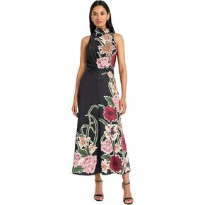 Maggy London Women's Sleeveless Mock Neck Maxi Elegant Floral Print for Wedding Guest-Versatile Formal Dresses