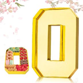 Cardboard Numbers for Charcuterie, 12'' Number Charcuterie Board Box, Number Paper Mache Box, Fillable Cardboard Numbers Food Tray for Party Decor Birthday Candy Chocolate Cupcake, Number 2, Gold