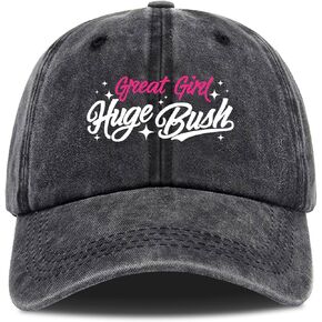Great Girl Huge Bush,Funny Women Trucker Hats for Women,Funny Baseball Cap,Funny Hats,Vintage Caps,Funny Vintage Cotton Washed Baseball Caps,One Size Black
