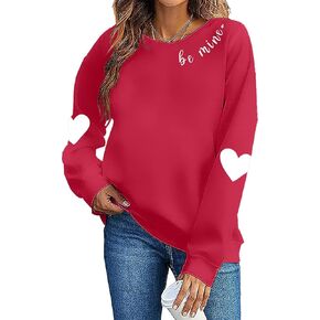 سويت شيرت LAZYCHILD Valentine للنساء: قمصان لطيفة لعيد الحب بلوفر مطبوع عليه رسومات قلب الحب بلوفر بأكمام طويلة