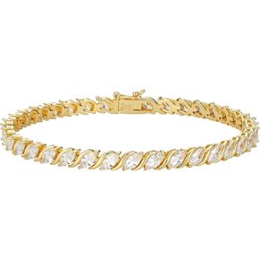 Amazon Essentials Cubic Zirconia Wave Tennis Bracelet in Sterling Silver, 8"