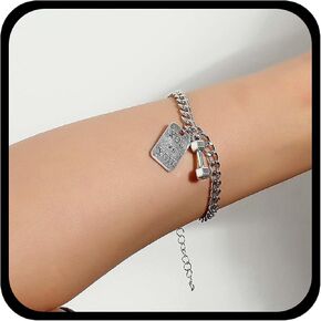 YienDoo Creative Gym Dumbbell Bracelet Silver Hand Chain YOU VS YOU Self-Discipline Fitness Hand Ring Wrist Chain Dainty Spiritual Bracelet Jewellery Gifts for Women