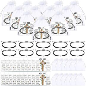 quelay 24 مجموعة من الهدايا المسيحية سوار متقاطع للنساء مع بطاقة نعمة أكياس الأورجانزا سحر متقاطع قابل للتعديل أساور يسوع الدينية مجوهرات مسيحية للمعموديات وهدايا الكنيسة in Kuwait