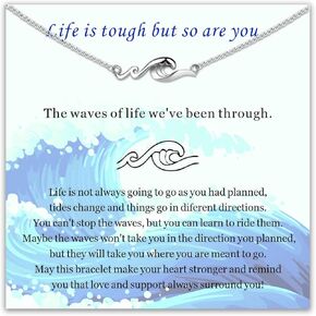Inspirational Gifts for Women, Wave Bracelet for Friend, Life is Tough but so are You, Encouragement Bracelet Get Well Feel Better Gifts Spiritual Gifts Thoughtful Gifts