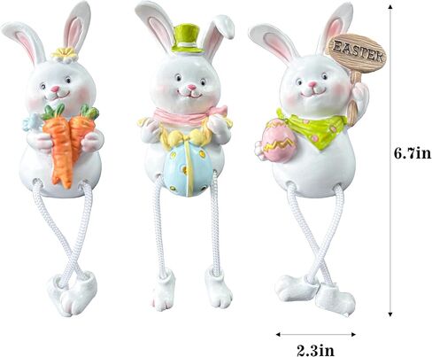 MineSign Resin Bunny Decorations Spring Easter Decors Figurines Tabletopper Accessories for Party Home Holiday (3 Rabbits) in Kuwait