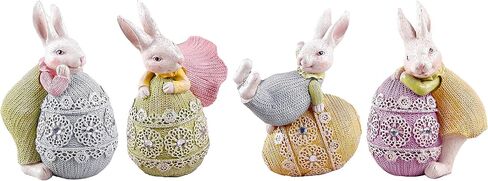 MineSign Resin Bunny Decorations Spring Easter Decors Figurines Tabletopper Accessories for Party Home Holiday (3 Rabbits) in Kuwait