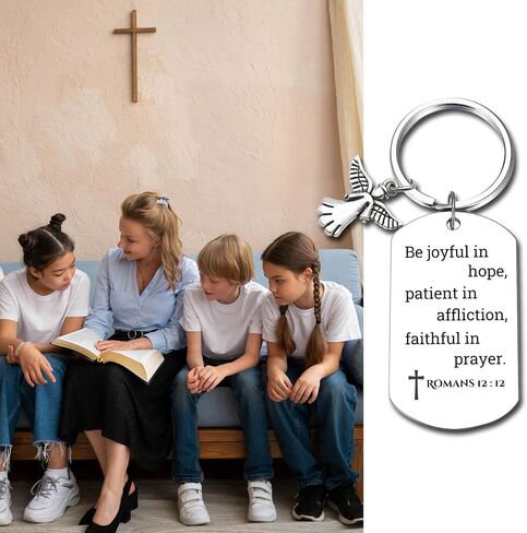 Inspirational Scripture Keychain with Angel Pendant - Bible Verse Key Chain Religious Gift for Christian in Saudi Arabia