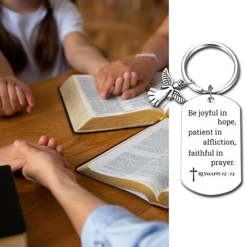 Inspirational Scripture Keychain with Angel Pendant - Bible Verse Key Chain Religious Gift for Christian in Saudi Arabia