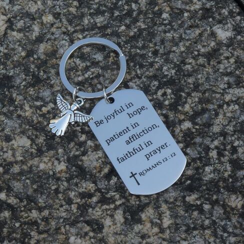 Inspirational Scripture Keychain with Angel Pendant - Bible Verse Key Chain Religious Gift for Christian in Saudi Arabia