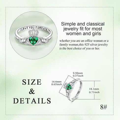 Claddagh Ring for Women 925 Sterling Silver Celtic Knot Ring Irish Wedding Band l love You Forever Jewelry Gift in Saudi Arabia