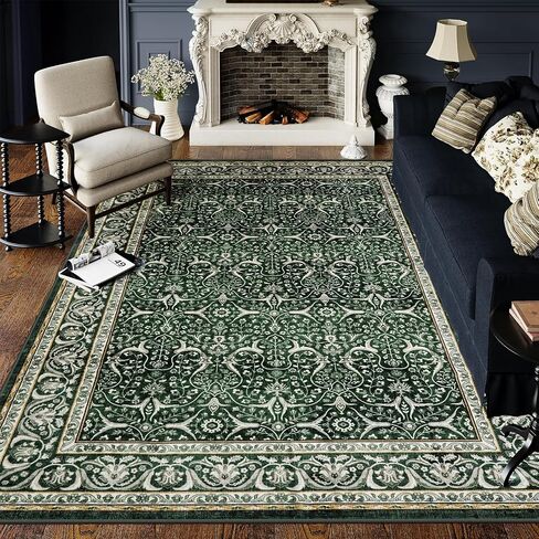 LIVEBOX Green 8x10 Area Rugs for Living Room, Christmas Washable Area Rug with Non Slip Backing, Non Shedding Large Boho Carpet for Bedroom Dining Room Office(8'x10') in Saudi Arabia