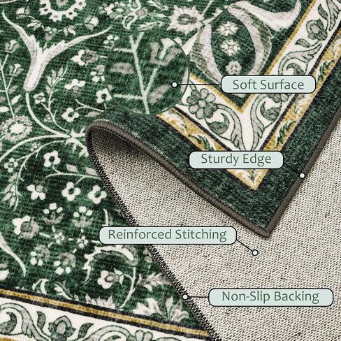 LIVEBOX Green 8x10 Area Rugs for Living Room, Christmas Washable Area Rug with Non Slip Backing, Non Shedding Large Boho Carpet for Bedroom Dining Room Office(8'x10') in Saudi Arabia