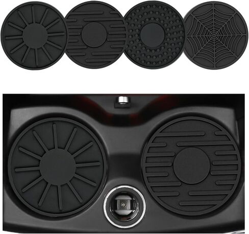 Augeny 4 Packs Car Cup Holder Coaster, 2.75'' Anti-Slip Silicone Auto Insert Cup Coaster, Waterproof Fixed Vehicle Cup Mats, Universal Car Interior Decor Accessories for Most Vehicles(Wine Red Sunset) in Kuwait