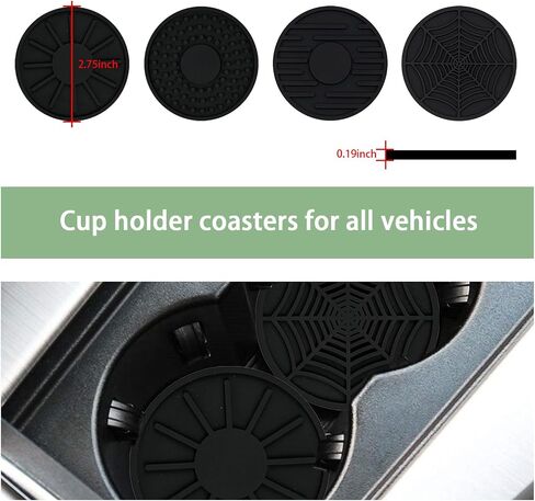 Augeny 4 Packs Car Cup Holder Coaster, 2.75'' Anti-Slip Silicone Auto Insert Cup Coaster, Waterproof Fixed Vehicle Cup Mats, Universal Car Interior Decor Accessories for Most Vehicles(Wine Red Sunset) in Kuwait