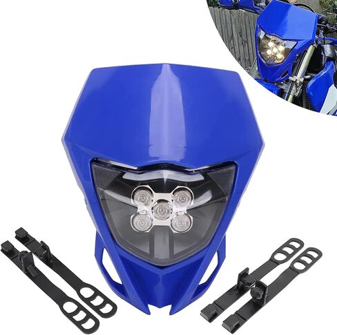 JFG RACING Dirt Bike Headlight,Motorcycle LED Headlight Enduro Pit Bike Headl Light Kit Universal for Most Motorcycle Dirt Pit Bike Enduro Like YZ85 YZ125 YZ250F WR250F WR450F（Blue） in Kuwait