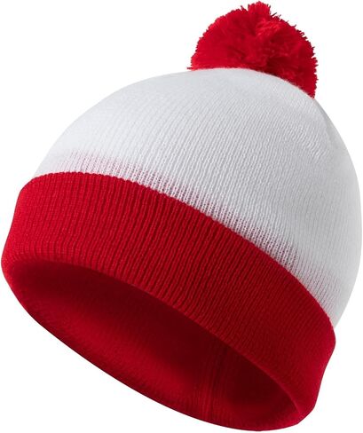 Red White Beanie for Women Men Warm Pompom Beanie Hats for Winter Christmas Cuff Knit Beanies in Saudi Arabia