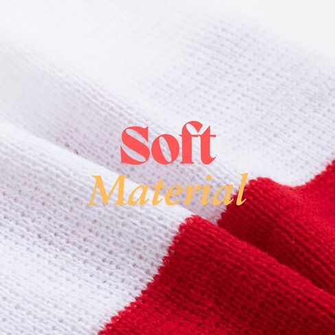 Red White Beanie for Women Men Warm Pompom Beanie Hats for Winter Christmas Cuff Knit Beanies in Saudi Arabia