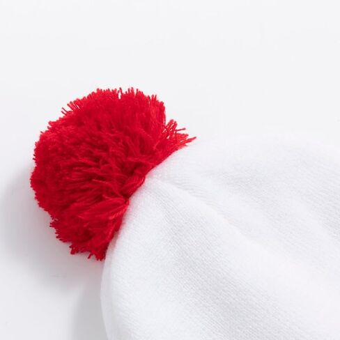 Red White Beanie for Women Men Warm Pompom Beanie Hats for Winter Christmas Cuff Knit Beanies in Saudi Arabia