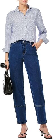 EVALESS Barrel Jeans for Women High Waisted Wide Leg Cropped Denim Pants Baggy Boyfriend Jean in Kuwait