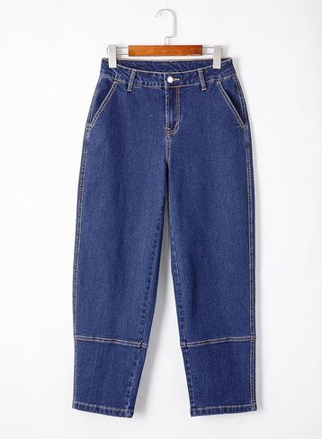 EVALESS Barrel Jeans for Women High Waisted Wide Leg Cropped Denim Pants Baggy Boyfriend Jean in Kuwait