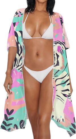 Long Swimsuit Coverup for Women Seaside Summer Vacation Swim Cover Up for Women Hawaiian komono cardigan Cover Ups in Saudi Arabia
