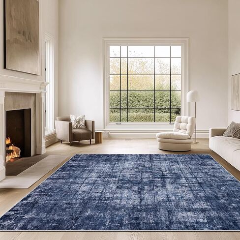 Area Rug 8x10 Washable Living Room Rugs: Large Abstract Soft Non Slip Area Rugs, Indoor Floor Non-Shedding Carpet for Bedroom Dining Room Kitchen Office Home/Dorm Decor,Navy Blue in Saudi Arabia