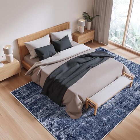 Area Rug 8x10 Washable Living Room Rugs: Large Abstract Soft Non Slip Area Rugs, Indoor Floor Non-Shedding Carpet for Bedroom Dining Room Kitchen Office Home/Dorm Decor,Navy Blue in Saudi Arabia