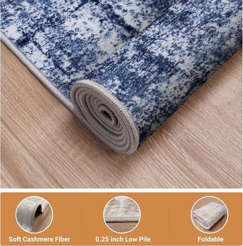 Area Rug 8x10 Washable Living Room Rugs: Large Abstract Soft Non Slip Area Rugs, Indoor Floor Non-Shedding Carpet for Bedroom Dining Room Kitchen Office Home/Dorm Decor,Navy Blue in Saudi Arabia