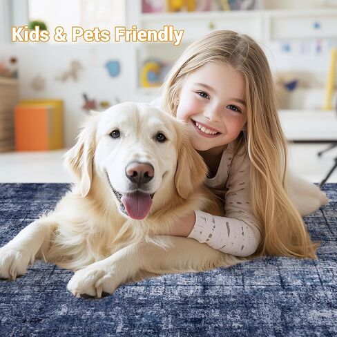 Area Rug 8x10 Washable Living Room Rugs: Large Abstract Soft Non Slip Area Rugs, Indoor Floor Non-Shedding Carpet for Bedroom Dining Room Kitchen Office Home/Dorm Decor,Navy Blue in Saudi Arabia