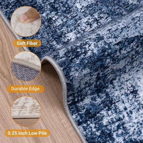 Area Rug 8x10 Washable Living Room Rugs: Large Abstract Soft Non Slip Area Rugs, Indoor Floor Non-Shedding Carpet for Bedroom Dining Room Kitchen Office Home/Dorm Decor,Navy Blue in Saudi Arabia