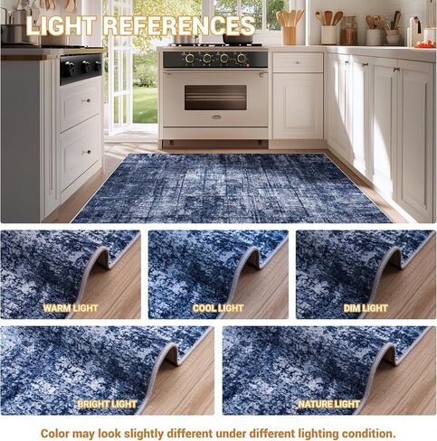 Area Rug 8x10 Washable Living Room Rugs: Large Abstract Soft Non Slip Area Rugs, Indoor Floor Non-Shedding Carpet for Bedroom Dining Room Kitchen Office Home/Dorm Decor,Navy Blue in Saudi Arabia