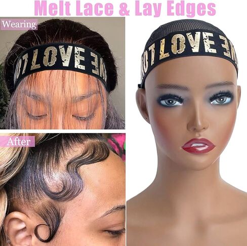 Elastic Bands For Wig Band For Edges 2 Pcs Lace Melting Band For Wigs Elastic Band For Lace Frontal Melt Adjustable Magic Buckle Edge Wrap To Lay Edges Keeping Wig Grip Wig Accessories in Kuwait