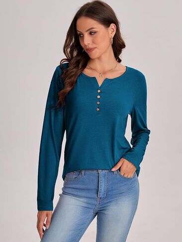 Bloggerlove Womens Long Sleeve T Shirts Button Down 2024 Fall Casual Basic Tee Business Blouses Tops Ladies Clothes in Saudi Arabia