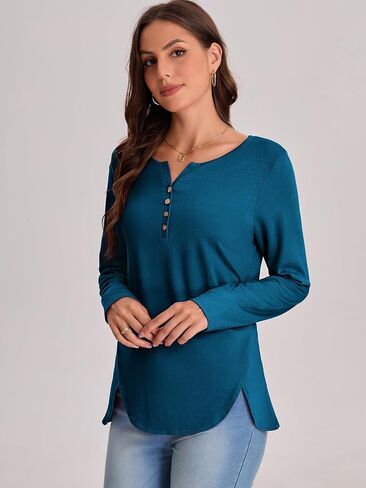 Bloggerlove Womens Long Sleeve T Shirts Button Down 2024 Fall Casual Basic Tee Business Blouses Tops Ladies Clothes in Saudi Arabia