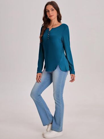 Bloggerlove Womens Long Sleeve T Shirts Button Down 2024 Fall Casual Basic Tee Business Blouses Tops Ladies Clothes in Saudi Arabia