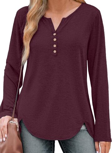 Bloggerlove Womens Long Sleeve T Shirts Button Down 2024 Fall Casual Basic Tee Business Blouses Tops Ladies Clothes in Saudi Arabia