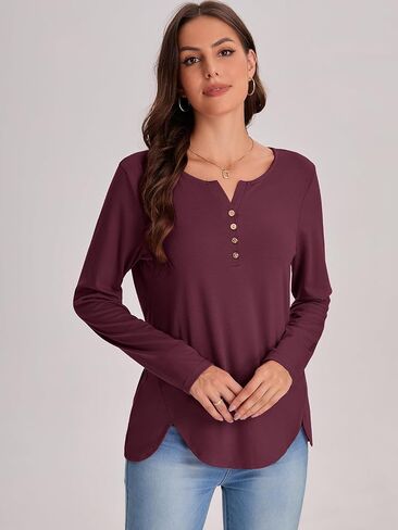 Bloggerlove Womens Long Sleeve T Shirts Button Down 2024 Fall Casual Basic Tee Business Blouses Tops Ladies Clothes in Saudi Arabia