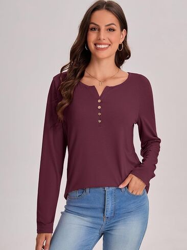 Bloggerlove Womens Long Sleeve T Shirts Button Down 2024 Fall Casual Basic Tee Business Blouses Tops Ladies Clothes in Saudi Arabia