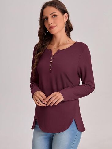Bloggerlove Womens Long Sleeve T Shirts Button Down 2024 Fall Casual Basic Tee Business Blouses Tops Ladies Clothes in Saudi Arabia