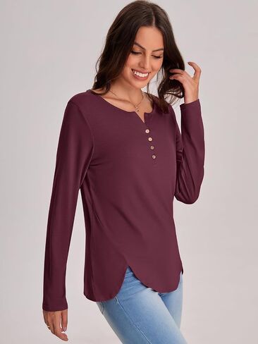 Bloggerlove Womens Long Sleeve T Shirts Button Down 2024 Fall Casual Basic Tee Business Blouses Tops Ladies Clothes in Saudi Arabia